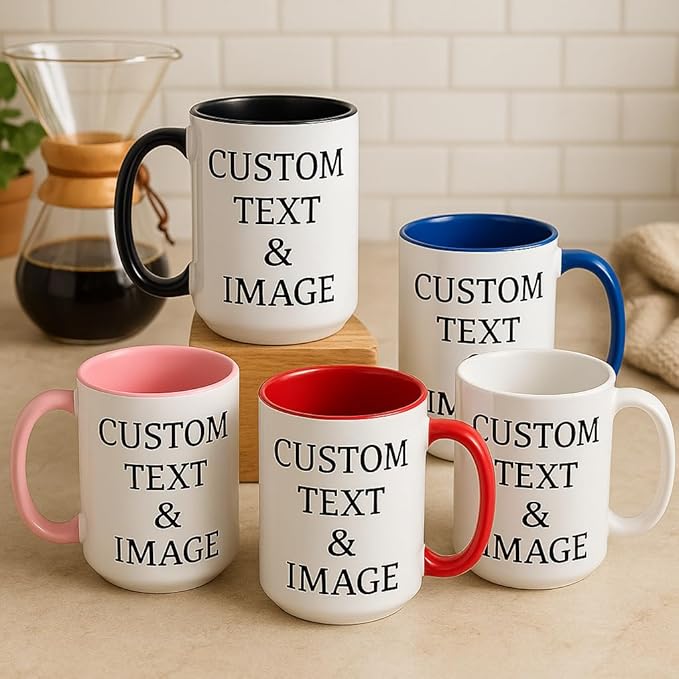 Customized Photo Mug with Personalized Text Upload Your Image with Different Designs