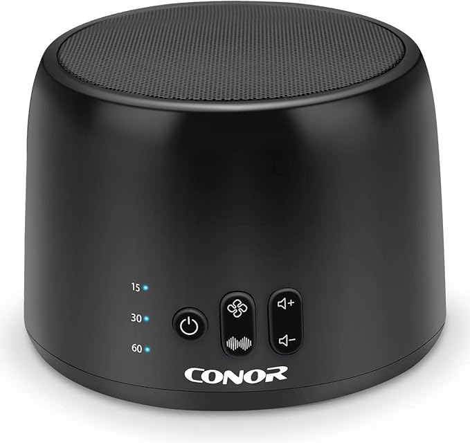 Conor White Noise Machine, Sleep Sound Machine - 24 High Fidelity Soothing Fan & White Noise Sounds, Timer & Memory Feature, Portable Office Privacy or Travel Sleep Therapy for Baby, Kids, Adults