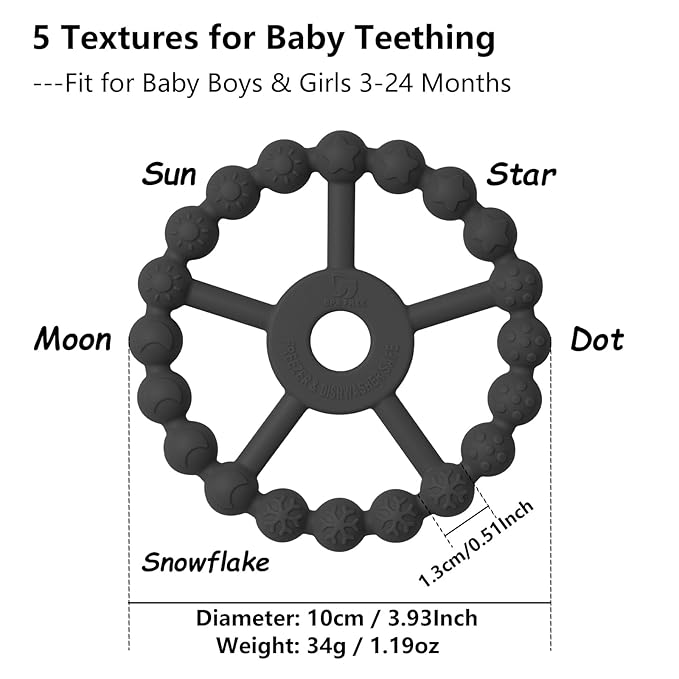 3 Pack Ring Teether, Silicone Teething Ring Toys for Babies 6 Months, Seposeve Baby Teethers 6-12 Months 12-24 Months, Easy to Grasp Toy for Baby Teething Relief