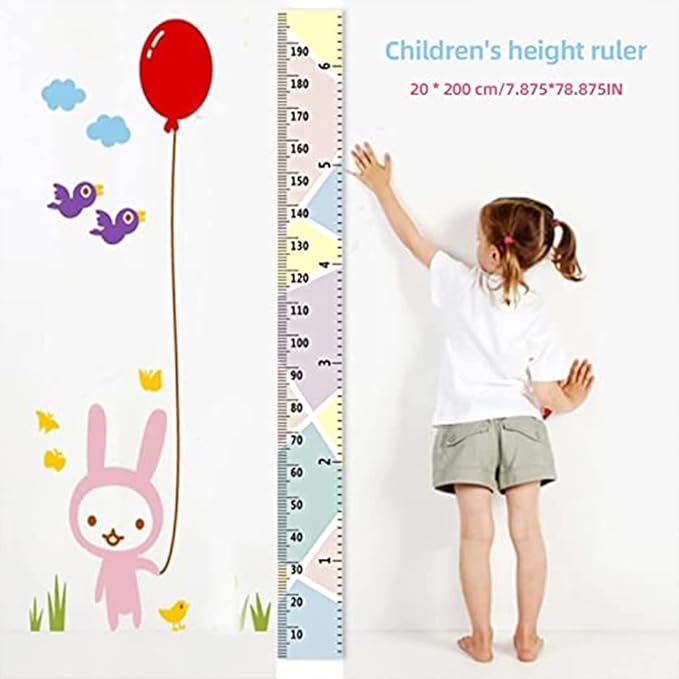 Growth Chart Wall Hanging, Portable Kids Wall Ruler Removable Height Measure Chart for Boys Girls Growth Ruler from Baby to Adult for Child's Room Decoration 79''7.9'' (Pink)