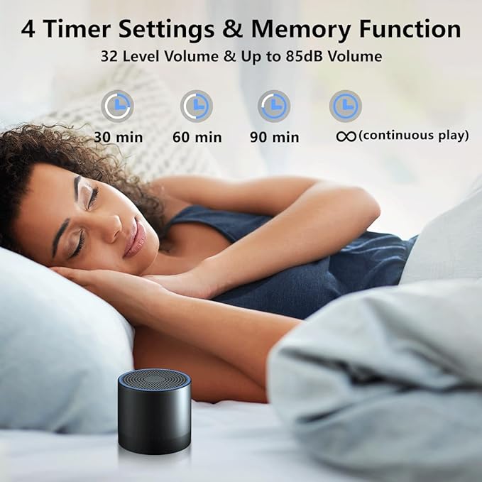 Portable Sound Machine Mini White Noise Machine with 30 Soothing Sounds for Newborn Kids Adults Rechargeable Sleep Brown Noise Machine with 4 Timers Memory Function for Travel Camping Home and Office