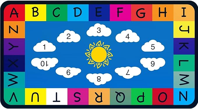 Genki - Classroom Rug for Kids - Education Classroom Carpet for Children - Colorful Seating Area - Large Elementary Classroom Rugs - Kids Seating for School Playroom | 6'6"x12'