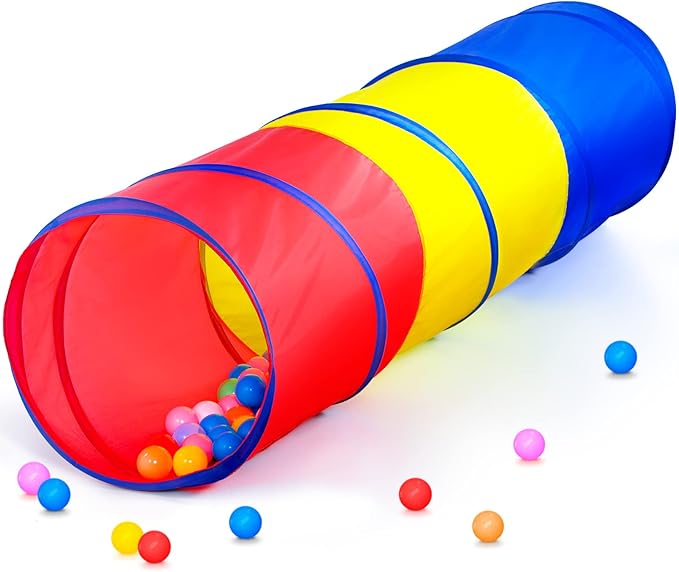 Moncoland Kids Play Tunnel Tent for Toddlers, Colorful Pop Up Crawl Toy Baby Children or Dog Cat Pets, Collapsible Gift Boy and Girl Indoor Outdoor Games (Colorful Toodler Tunnel)