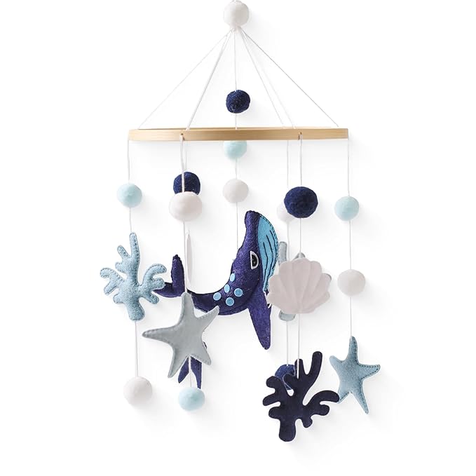 Baby Mobile Wind Chime Sea Creatures, Whale Mobile Wind Chime, Baby Bed Hanging Game Mobile for Children's Room Children's Bed Decor