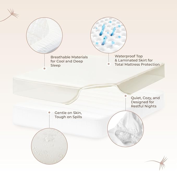 Organic Cotton, 100% Waterproof Mattress Protector Pad – Soft, Hypoallergenic, Breathable Bed Cover – GOTS & Fair-Trade Certified – 17 in. Deep, King Size Mattress Cover by Whisper Organics