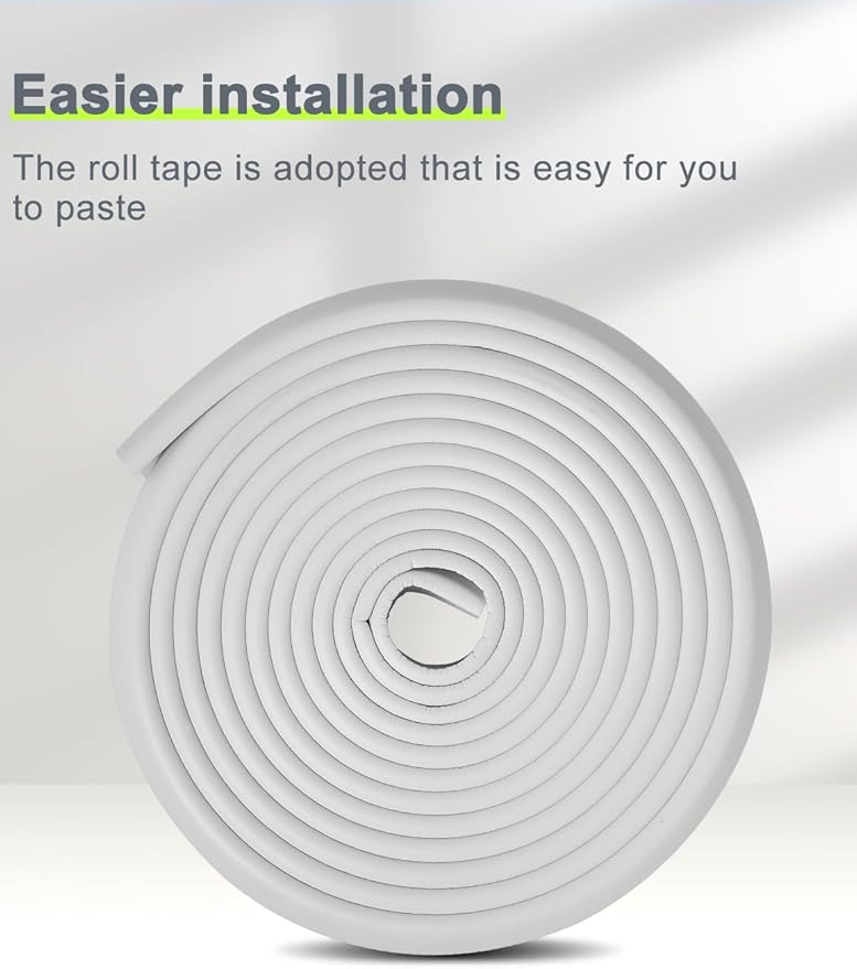 Foam Corner Protector Edge and Corner Guard, with 12.5 feet Length Foam Safety Bumpers, Baby Proofing Safety Table Corner Protectors (White 12.5ft)