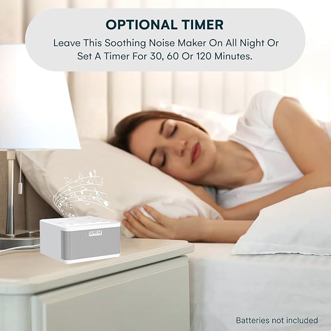 Serene Evolution 30 Sound White Noise Machine - Sleep Machine for Adults, Baby With Rain, Ocean, Pink Noise - Brown