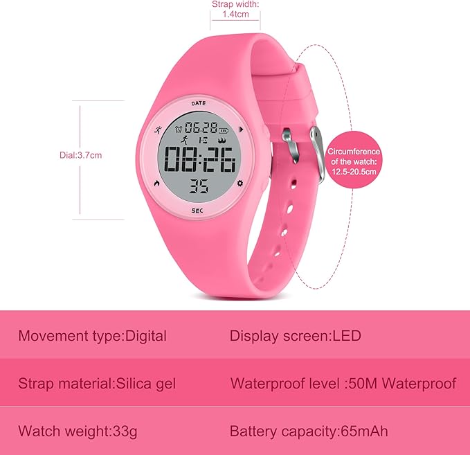 Kids Watches for Girls Boys Digital Sport Watch with Step Counter Pedometer Vibration Alarm Clock, No App Waterproof Fitness Tracker Kids Watch Boys Girls Teens Students Ages 5-16