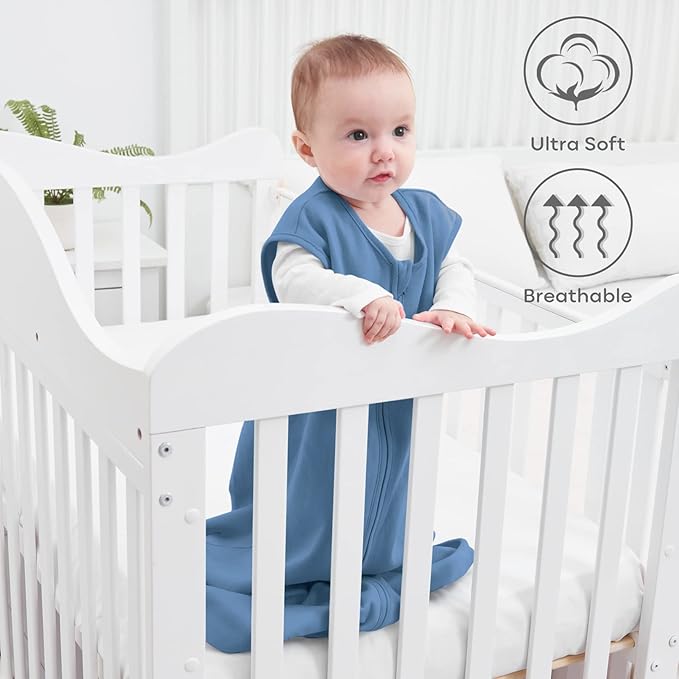 Yoofoss Baby Sleep Sack 12-18 Months Baby Wearable Blanket 100% Organic Cotton 2-Way Zipper TOG 0.5 Toddler Sleeping Sack 3 Pack, Comfy Soft Lightweight (Large)