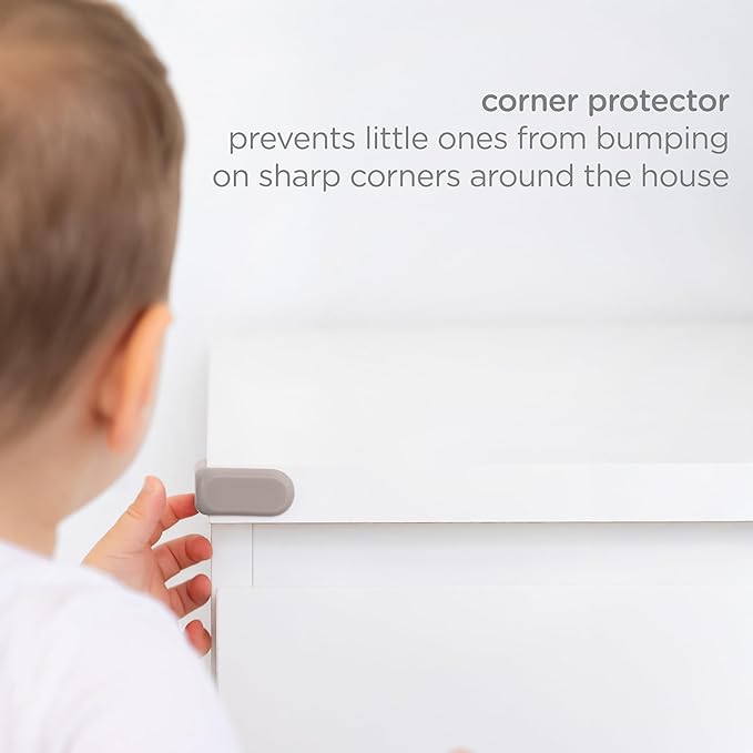 Ubbi Corner Protectors, Furniture Corner Guards for Baby and Toddlers, Baby Proof Covers, Baby Safety, Taupe, 16 Piece Set