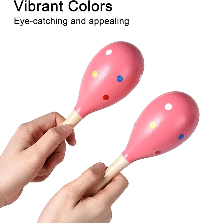 Maracas for Adults Kids Babies, Wooden Maracas Shaker Musical Instrument, Pink