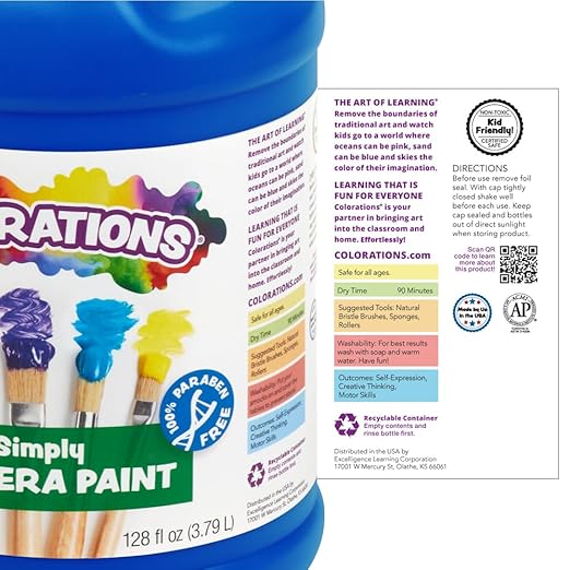 Colorations Paraben-Free Simply Tempera Paint for Kids - Set of 11 Gallons, Vibrant Poster and Classroom Paint, Made in United States, Non-Toxic, Arts and Crafts Supplies
