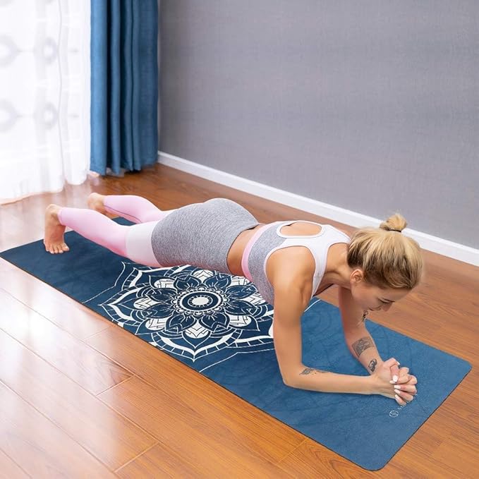 Travel Yoga Mat, Non Slip Exercise Suede Mat with Carry Bag, All-Purpose Fitness Mat with High Density Anti-Tear Surface for Women, Ideal for Pilates Workout (72'' x 24'' x 1.5mm Thick)