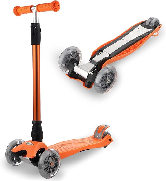 3 Wheel Scooter for Kids Ages 6-12,Kids Scooter with Light Up Wheels, Sturdy Deck Design, and 4 Height Adjustable Suitable for Kid Ages 3-12