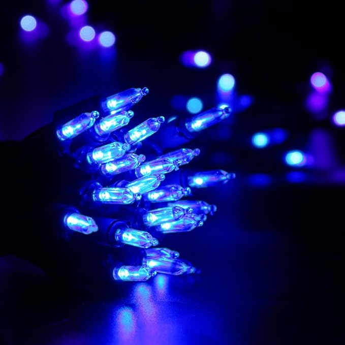 Brizled Blue Christmas Lights, 33ft 100 LED Christmas String Lights, 120V UL Certified Plug-in Xmas Tree Light Connectable Mini Xmas Light Waterproof for Home Party Wedding Indoor Outdoor Decorations