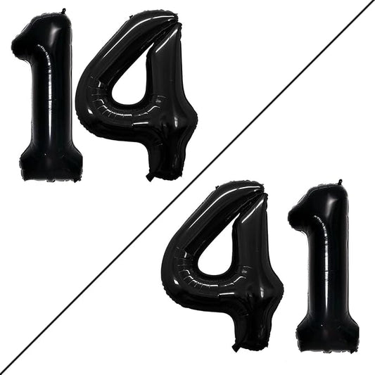 GOER Number 14 Balloons for 14th Birthday Sweet 14 Party Decorations,42 Inch Jumbo Foil Helium 41 Balloons for 41st Birthday Party Decoration (Black)