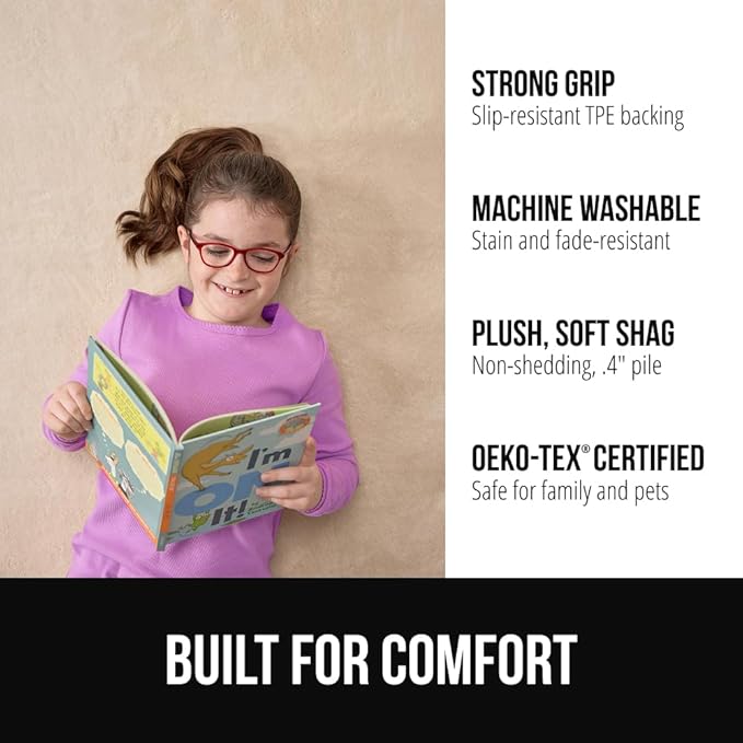 GORILLA GRIP Ultra Soft Washable Area Rug, 5x7, Stain and Slip Resistant Plush Thick Carpet for Bedroom Living Room, No Shed Floor Rugs, Pet Friendly, Dorm Essentials, Kids Nursery Home Decor, Ivory