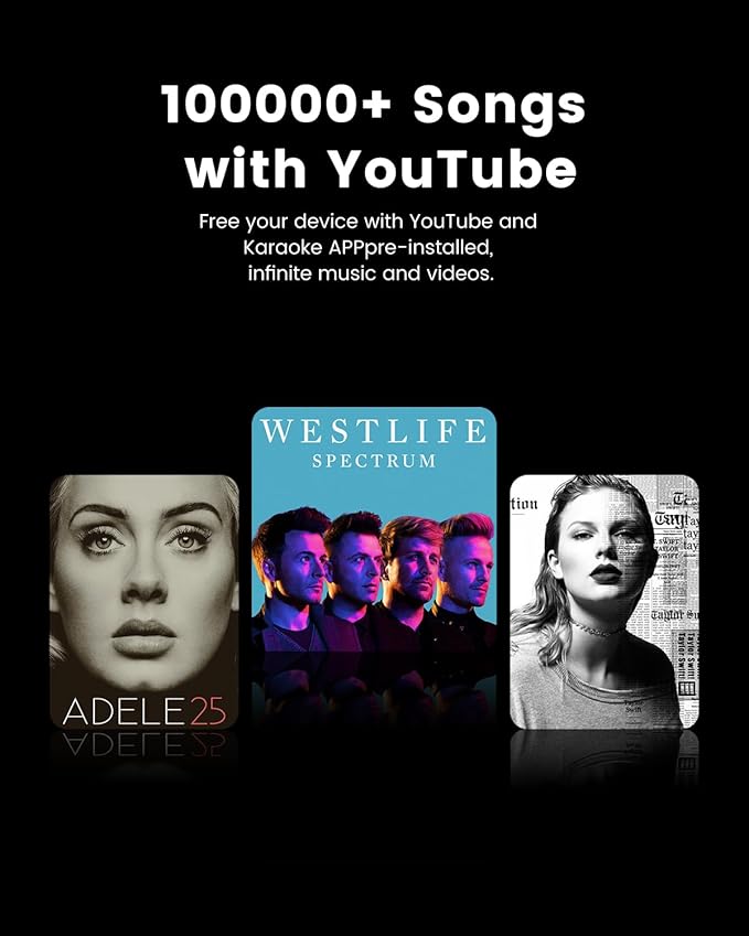 Karaoke Machine with Microphone Stand, Portable Bluetooth Speaker for Party, Backyard, Karaoke System with 2 Wireless Microphone for Adults Kids, for Women, Men, Singing Lovers