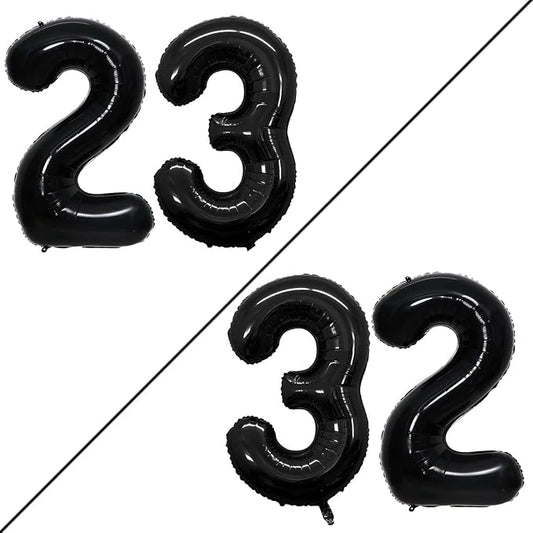 GOER Number 23 Balloons for 23rd Birthday Party Decorations,42 Inch Jumbo Foil Helium 32 Balloons for 32nd Birthday Party Decoration (Black)