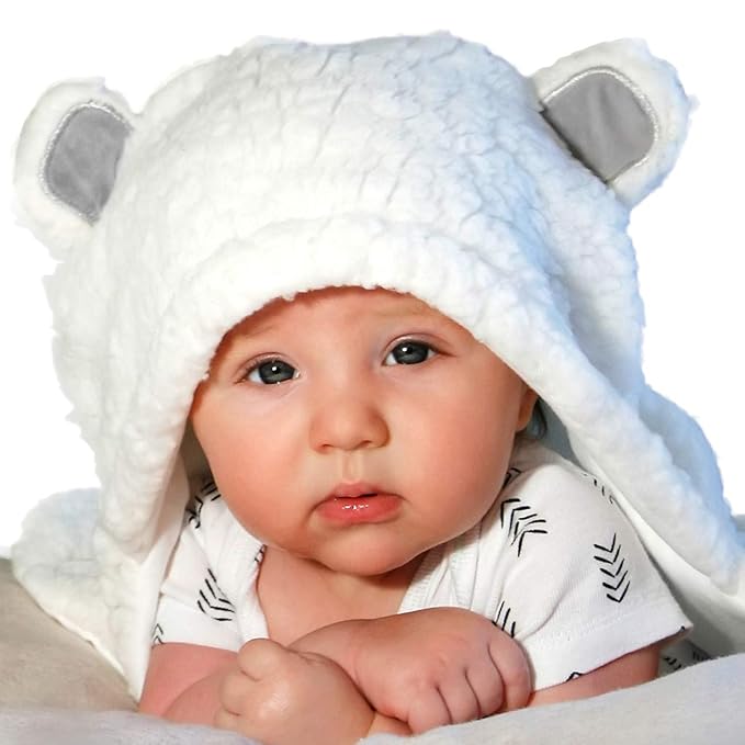 Jam Naturals-Cute Bear Organic Newborn Swaddle Wrap-Gender Neutral Soft Plush Receiving Blanket, Newborn Baby Registry Gift(Grey 3-6m)