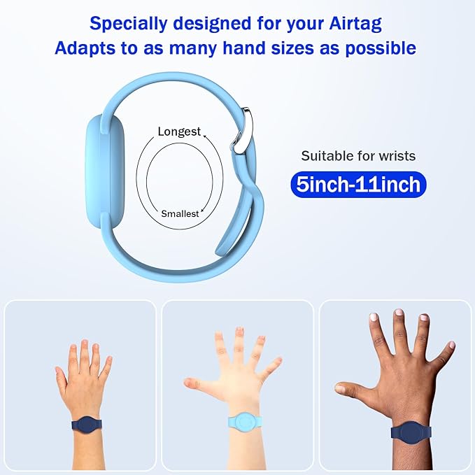 R-fun Waterproof for Air Tag Bracelets [2 Pack] Compatible with Apple Air Tag Finders with Soft Silicone,Anti Lost GPS Item Finders Case Cover,Night Blue/Glow Blue