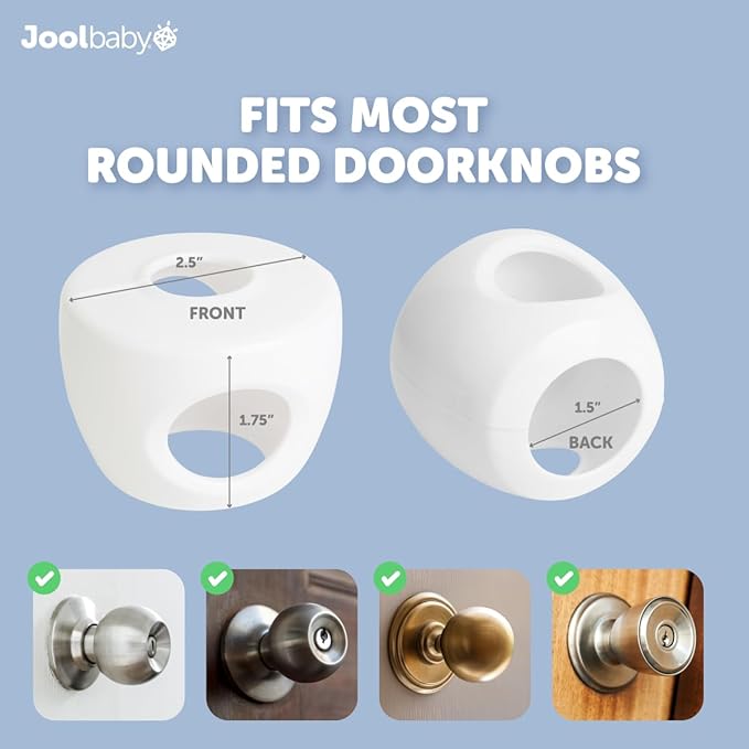 Jool Baby Door Knob Child Safety Covers (4 Pack) Prevent Kids from Opening Doors – Easy to Install
