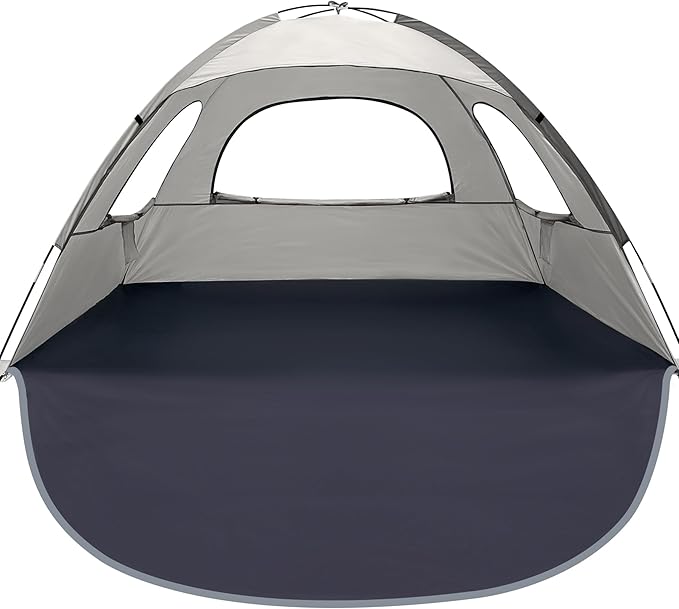 WhiteFang Beach Tent Anti-UV Portable Sun Shade Shelter for 3/4/6/8 Person, Extendable Floor with 3 Ventilating Mesh Windows Plus Carrying Bag, Stakes and Guy Lines