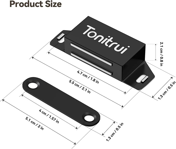 Cabinet Door Magnet, Flat Bottom Cabinet Magnetic Catch with Adhesive, Easy to Install,Only Takes 1 Minute,35lb Magnetic Cabinet Door Drawer Latch(Black, 6Pack)