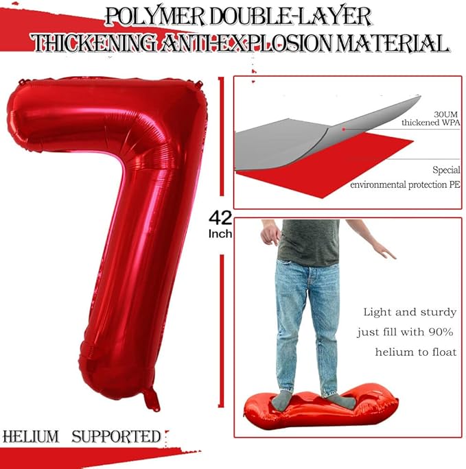 GOER Number 27 Balloons for 27th Birthday Party Decorations,42 Inch Jumbo Foil Helium 72 Balloons for 72nd Birthday Party Decoration (Red)