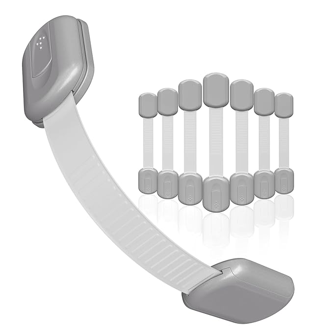 Baby Proofing Child Safety Locks (8 Pack) by Skyla Homes - The Safest, Quickest and Easiest 3M Adhesive Cabinet Latches, No Screws & Magnets, Multi-Purpose for Furniture, Kitchen, Ovens, Toilet Seats