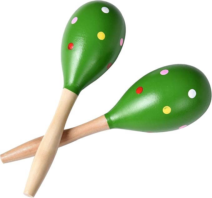 Maracas for Adults Kids Babies, Wooden Maracas Shaker Musical Instrument, Green
