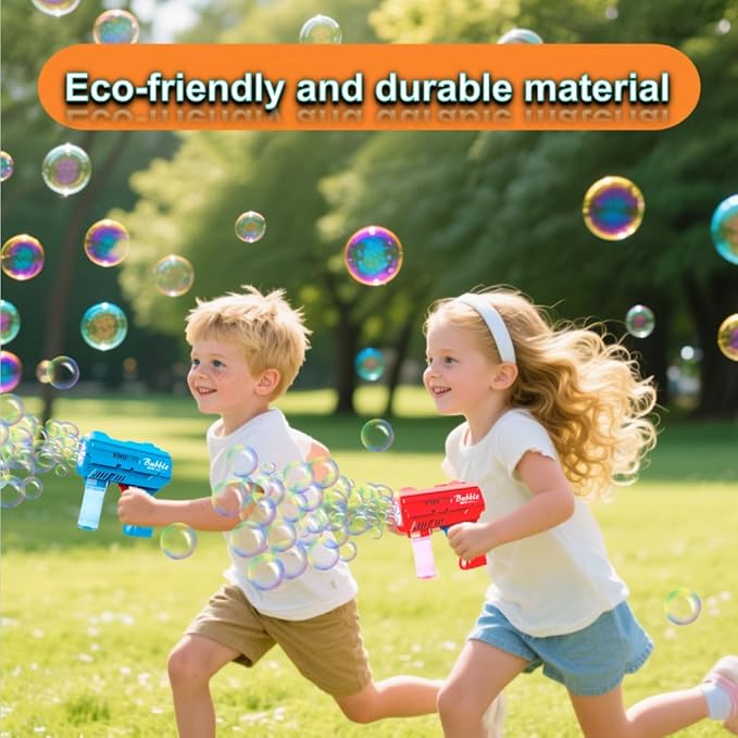 Kids Bubble Gun, Bubble Blaster with Refill Solution, Automatic Bubble Maker Blower & LED Light, Bubble Machine Guns for Toddlers Age 3-8, Outdoor Toys，Birthday Gifts，Easter, Wedding, Party (Red)