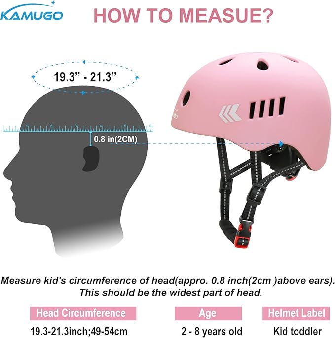 KAMUGO Kids Bike Helmet Set, Toddler Helmet for Ages 2-8 Boys Girls with Sports Protective Gear Set Knee Elbow Wrist Pads for Skateboard Cycling Scooter Rollerblading