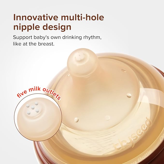 Thyseed Glass Natural Anti-Colic Baby Bottles | Newborn Breast Like Nursing Bottle for Breastfed Babies with Nipple(1-2 Months),5oz,1pack
