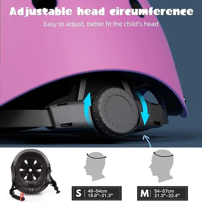 Kids Bike Helmet Set Adjustable for Children, Boys, Girls and Teenagers Aged 3-8 Years Includes Elbow, Knee, Wrist Guards Children's Helmet Protection Set for Bikes SkateboardsRollerskates