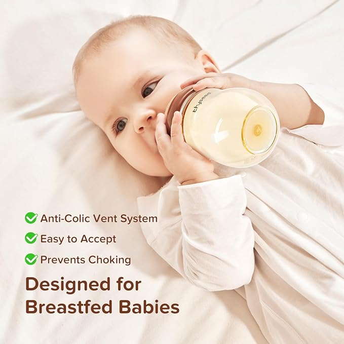 Thyseed PPSU Natural Anti-Colic Baby Bottles | Newborn Breast Like Nursing Bottle for Breastfed Babies with Nipple(2-3 Months),5oz,1pack
