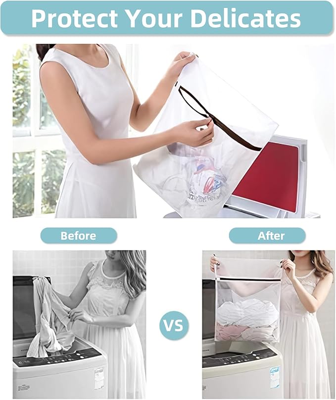 GOGOODA 3 PCS Laundry Mesh Bags Delicates Wash Bags for Lingerie Stockings (1 Large 16 x 20 Inches, 1 Medium 12 x 16 Inches, 1 Small 8 x 12 Inches)