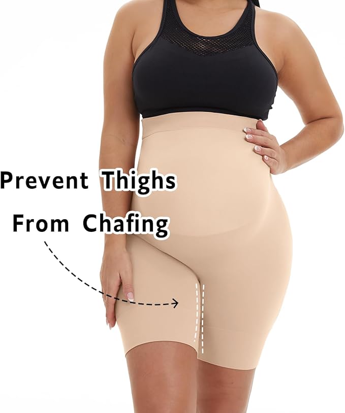 Seamless Maternity Shapewear, Prevent Thigh Chaffing, Pregnancy Belly Support, S-5XL
