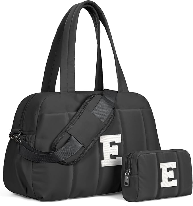 Women Duffle Bag with Initial, Personal Item Travel Bags，Gifts for Women-Gym Bag with Wet Pocket，Lightweight Travel Bags Personalized Tote with Makeup Pouch