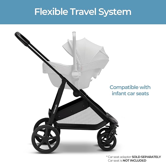 Mompush Wiz 2 in 1 Baby Stroller with Bassinet Mode, Convertible Infant Stroller for Newborn and Toddler with Reversible Seat and Large UPF 50+ Canopy
