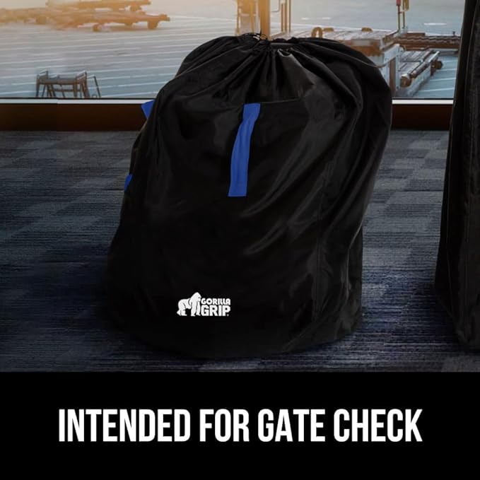 GORILLA GRIP Car Seat Travel Bag for Airplane Gate Check, Easy Carry Padded Backpack Bags Cover Carseats, Infant Baby Carriers and Toddler Booster Seats for Airport, Child Air Travels Essential, Blue