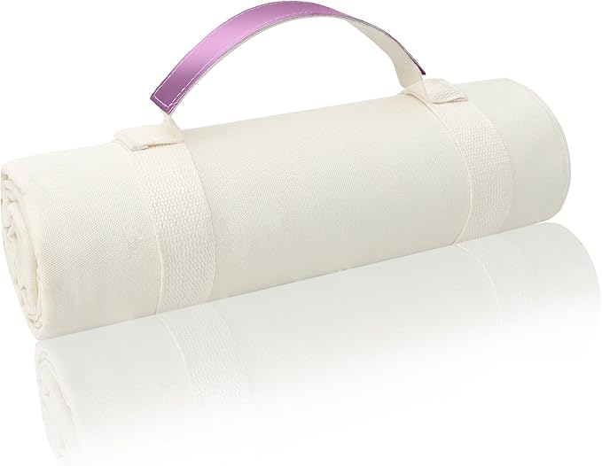 4’9” x 6’3” White Lightweight Water-Resistant Canvas Mat – Picnic, Outdoor, Beach, Park, Camping, Toy Mat