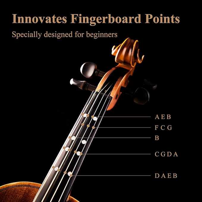 Eastar 1/2 Violin Set Half Size Fiddle EVA-3 Matte for Beginners with Hard Case, Rosin, Shoulder Rest, Bow, and Extra Strings (Imprinted Finger Guide on Fingerboard)