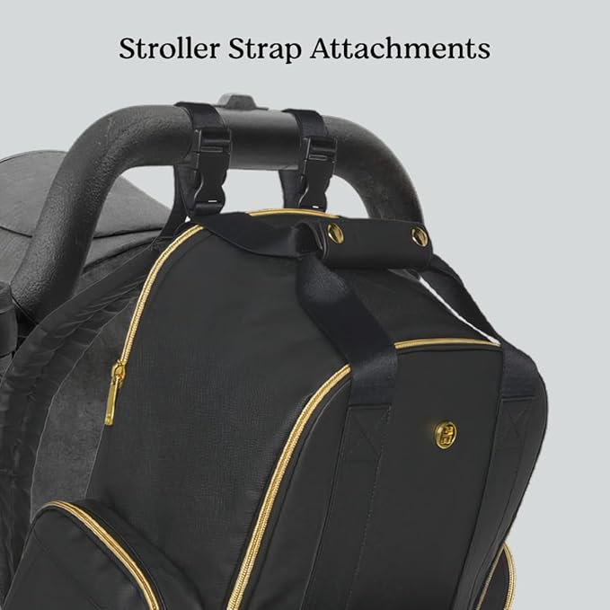 Huggies Signature Hug Pack Diaper Backpack, Black Leather, O/S