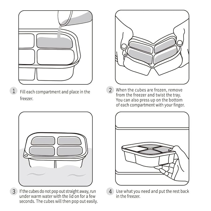 haakaa Silicone Baby Food Tray - Breastmilk Homemade Baby Food Mold - Baby Fresh Food Freezer Tray - Ice Cube Tray - - 4m+ Baby Toddler Kid - Pea Green