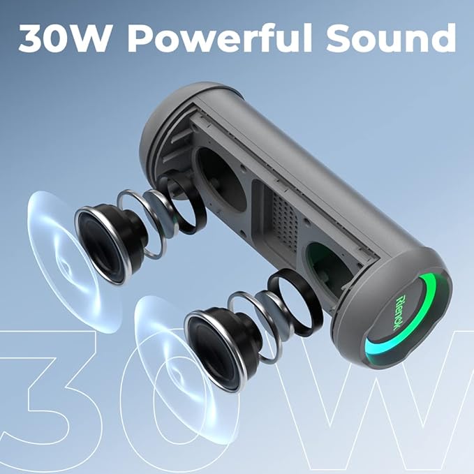 RIENOK Portable Bluetooth Speaker 30W Dual Pairing True Wireless Stereo HD Sound IPX7 Waterproof Outdoor Sport Shower Wireless Speaker Bluetooth 5.3 for Home Party