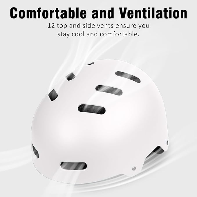 Skateboard Bike Helmet for Adults Women Men Youth Kids (2-3-5-8-14+ Years Boys Girls) - Lightweight Multi-Sport Adjustable Helmets for Bicycle Skateboard Scooter Skate Cycling