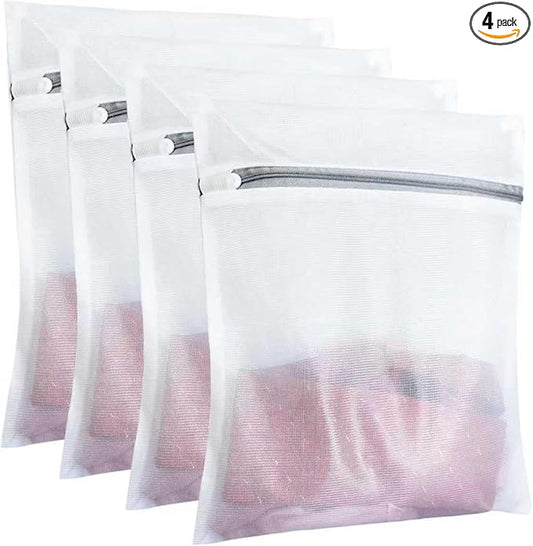 4Pcs Mesh Laundry Bags, 16 X 20 Inches Mesh Laundry Bag, Durable Delicate Laundry Bag for Travel, College, Dorm, Family And Apartment Dwellers, White