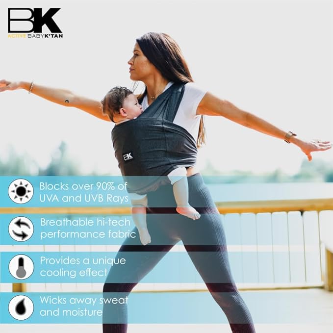 Active Yoga Baby K'tan Baby Carrier Wrap: #1 Easy Pre-Wrapped Baby Sling | Soft Yoga Fabric | UVA/UVB Infant Sun Protection | Breathable Quick Drying | Newborn to Toddler up to 35lb (See Size Chart)