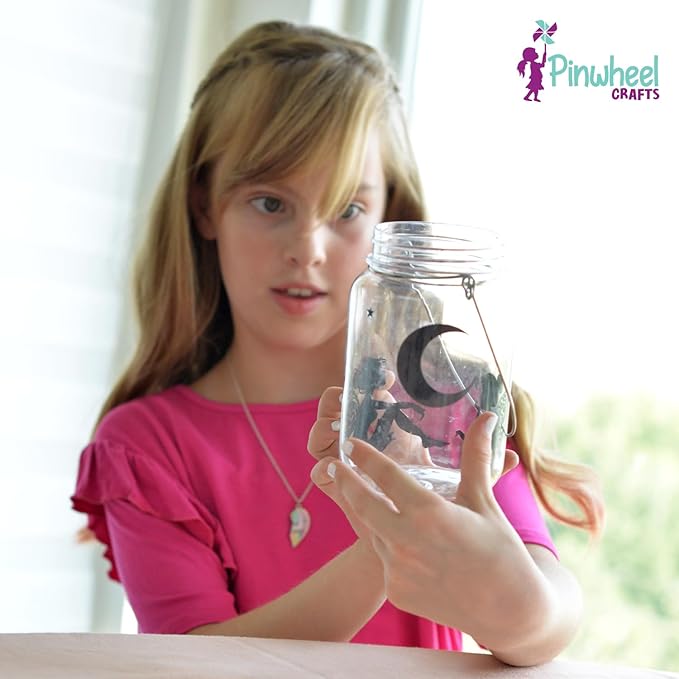 Pinwheel Crafts Fairy Lantern Toy for Kids Age 6-8 8-12+ Years - Make Your Own Night Light - Fairy Jar Gift for Girls with Led Light - Arts and Crafts Kit for Kids